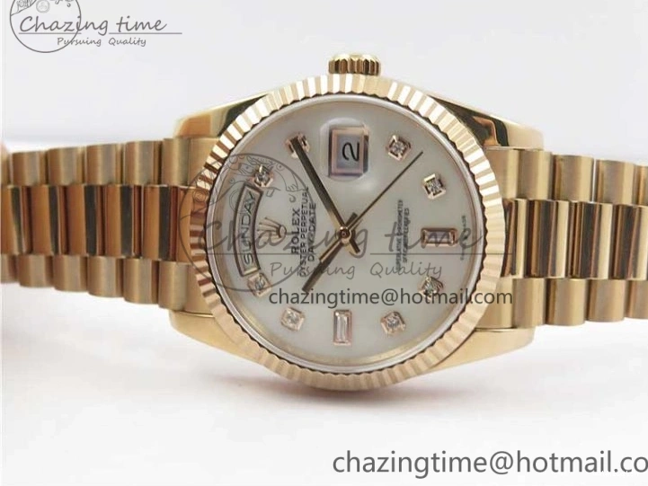 Best Bp RG Crystral 36 Edition 128239 on MOP Bracelet RG President Markers Dial Day-Date Maker White 0319